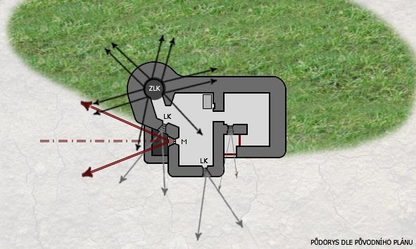 Pdorys dle pvodnho plnu. Pozdji pidna vzbroj 1x M a objekt ml bt zvten.
